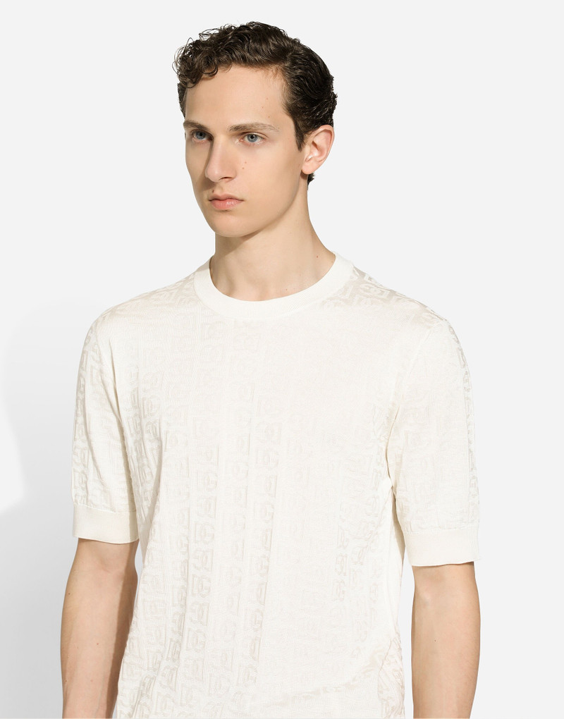 Dolce & Gabbana Silk jacquard round-neck sweater with DG logo outlook