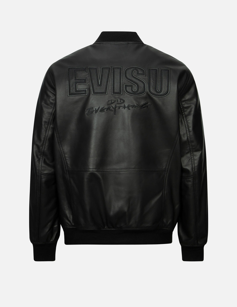 EVISU Logo Appliquéd Leather Bomber Jacket outlook