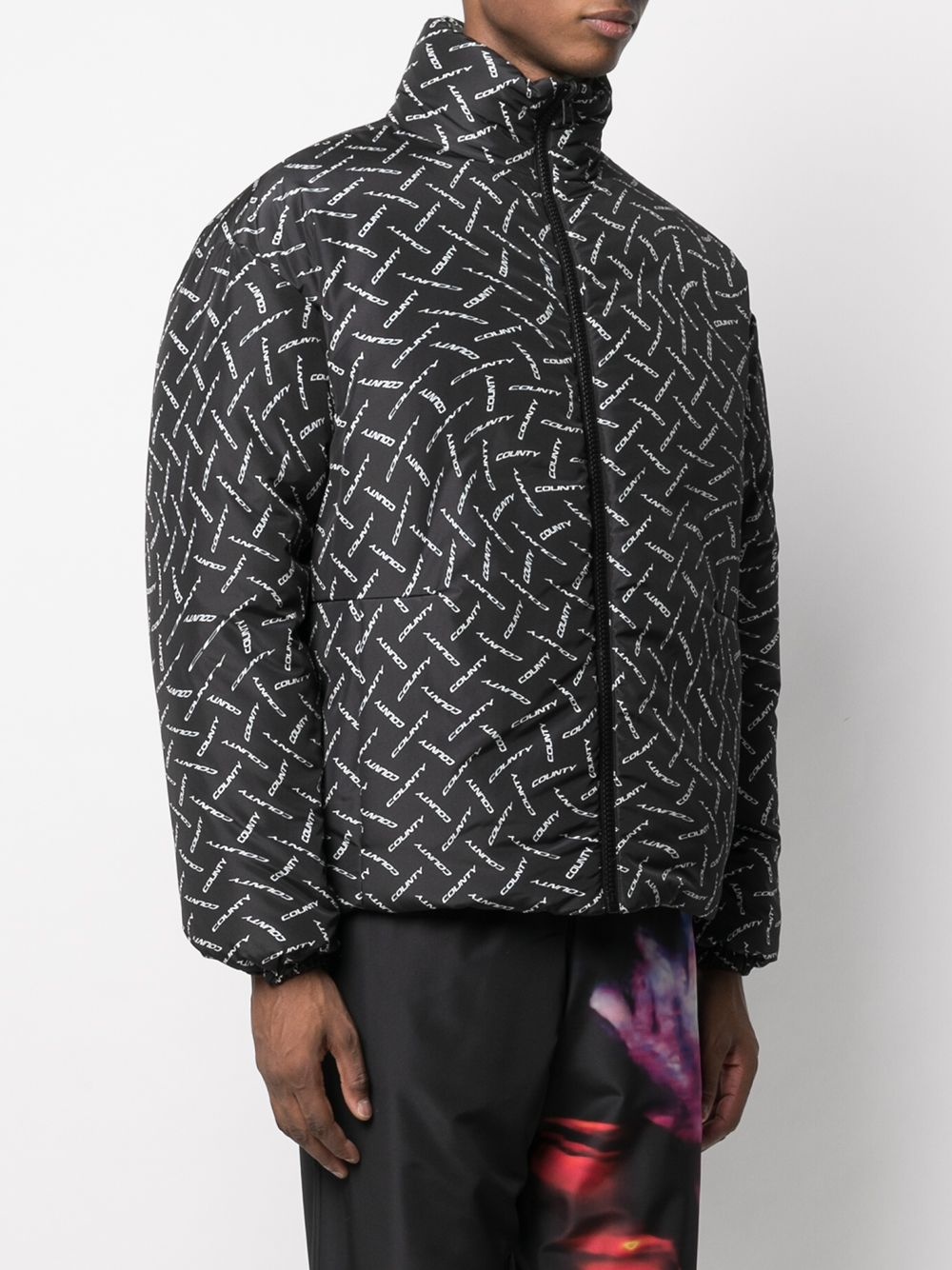 County logo print padded jacket - 3