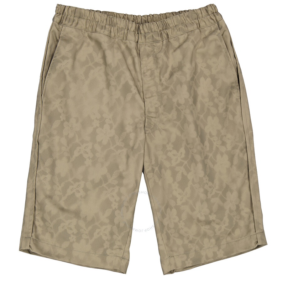 Comme Des Garcons Men's Khaki Elasticised Floral Print Shorts - 4