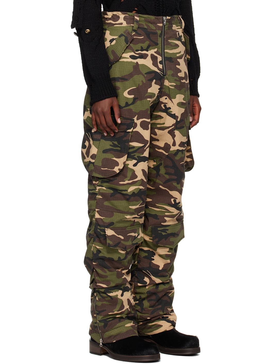 Green Camouflage Reversible Cargo Pants - 2