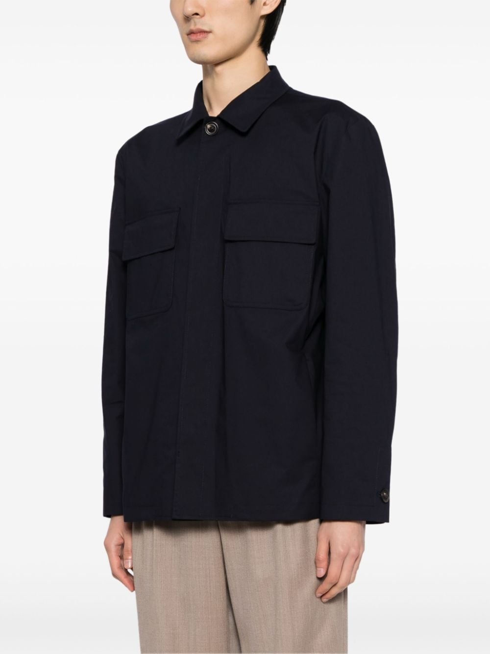 flap-pocket cotton shirt jacket - 3