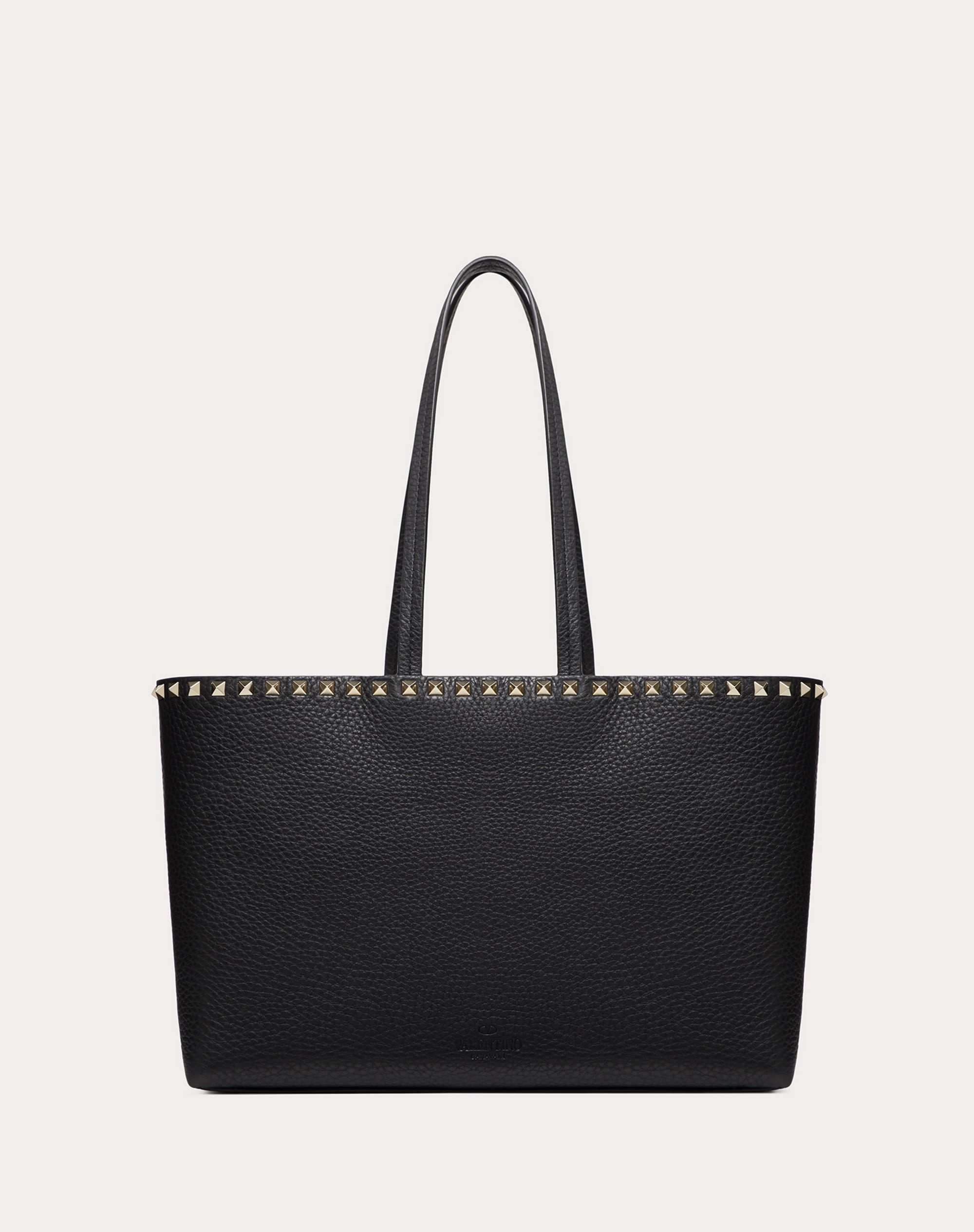 Small Rockstud Grainy Calfskin Shopper - 3