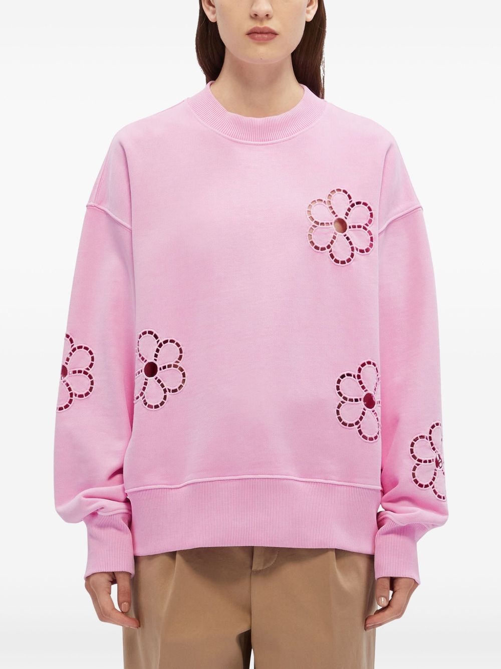 embroidered-flower sweatshirt - 3