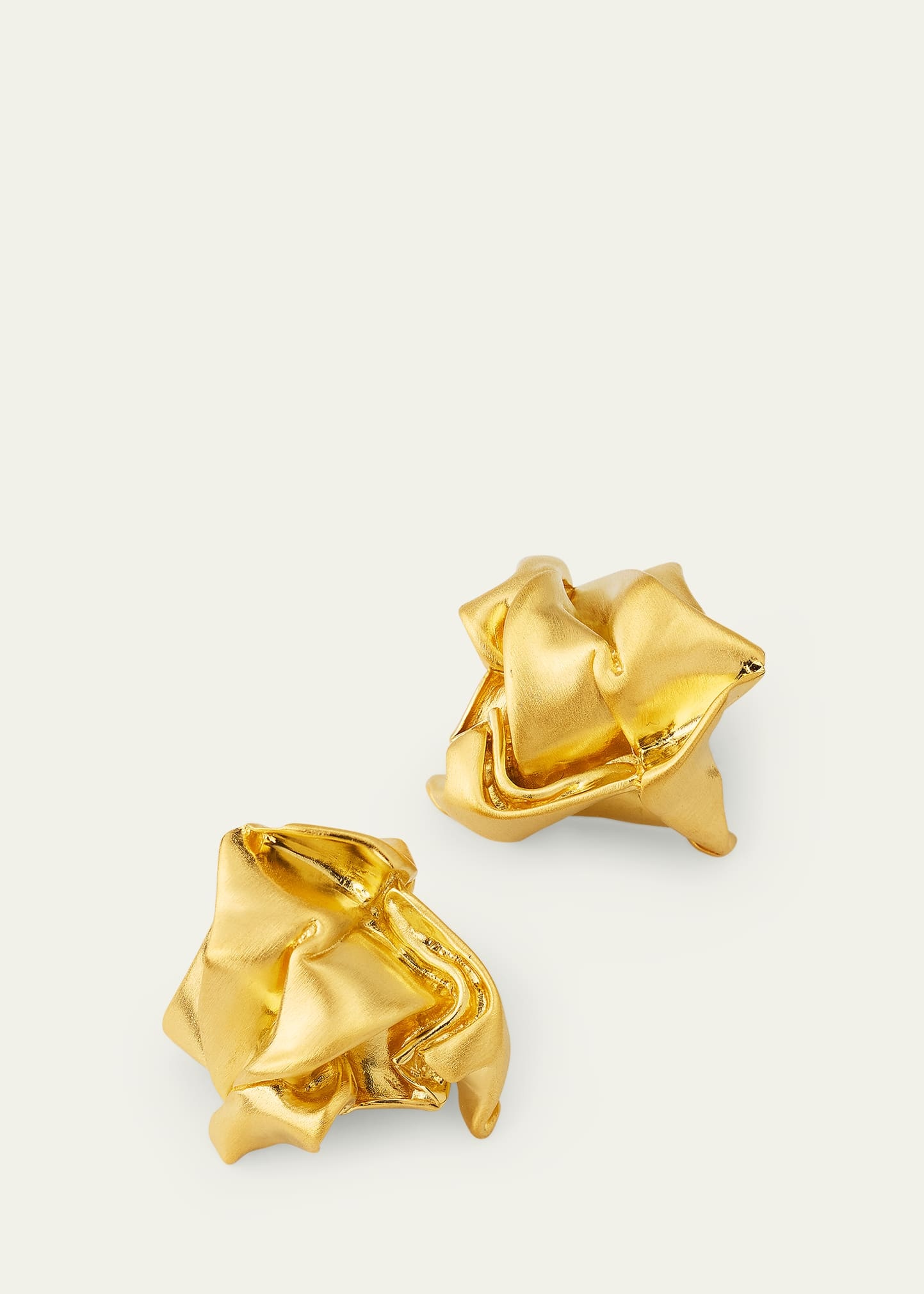 Gold Plated Recycled Sterling Silver Crunched Stud Earrings - 3