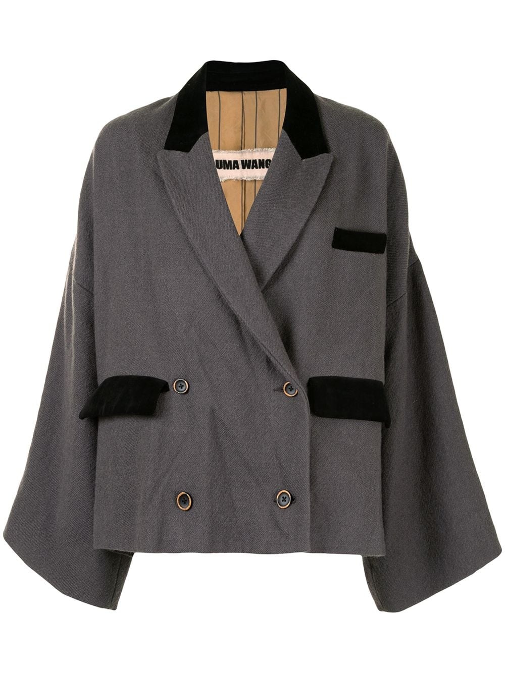 two-tone double-breasted jacket - 1