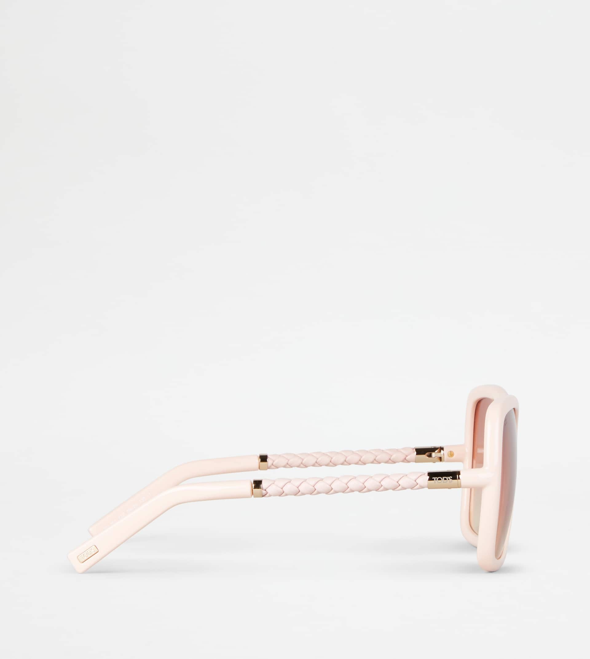 SUNGLASSES WITH TEMPLE IN LEATHER - PINK - 2