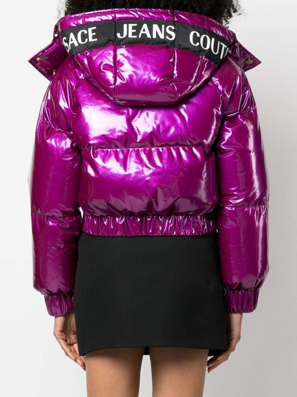 glossy-finish hooded puffer jacket - 4
