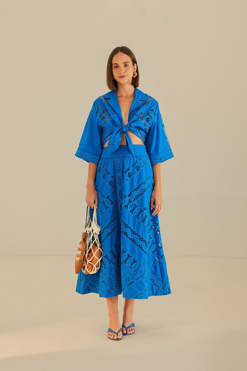 Blue Striped Richelieu Midi Skirt 1