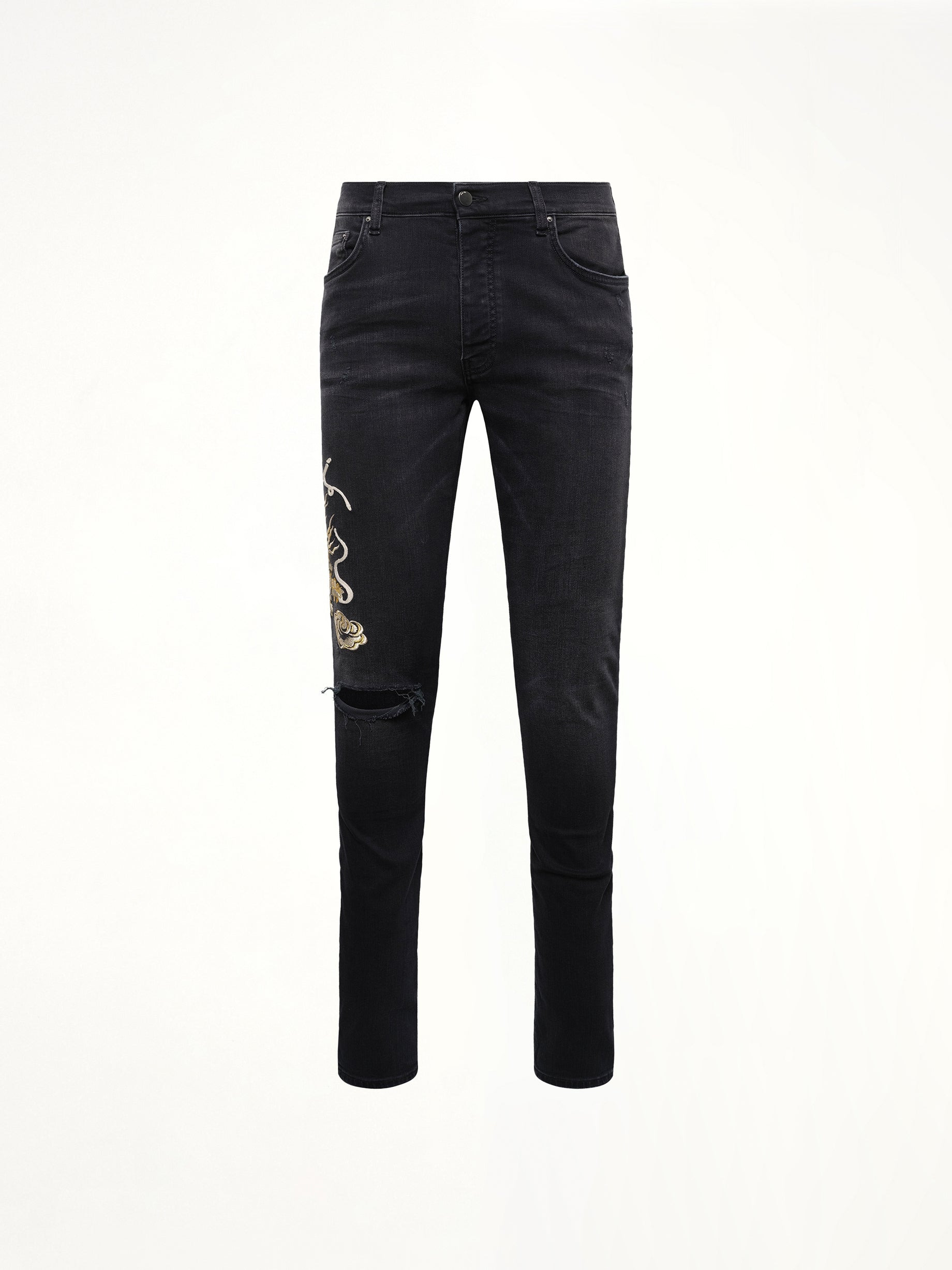 Amiri Dragon Repair Slim Jean in Dust Black - 2