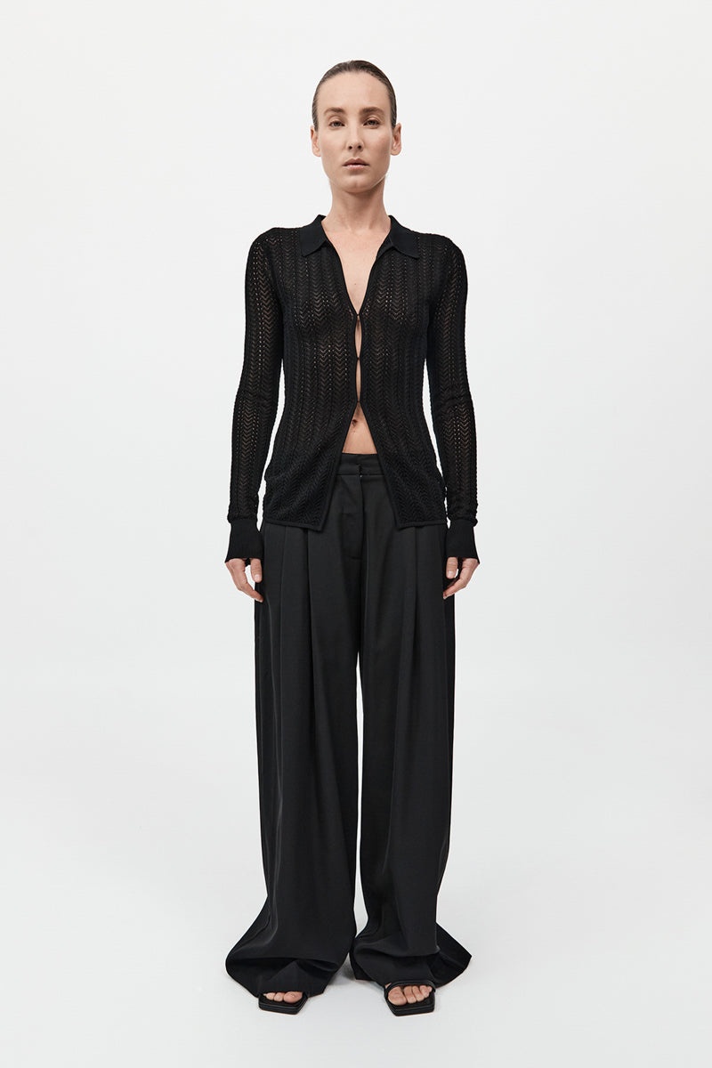 Textured Knit Shirt - Black - 4