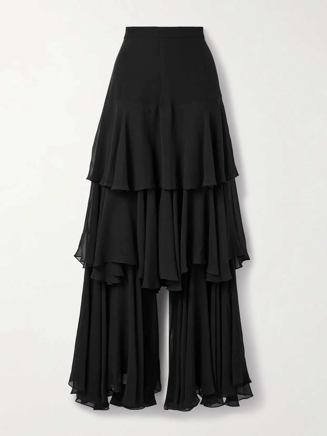 Tiered Silk-chiffon Wide-leg Pants - 1