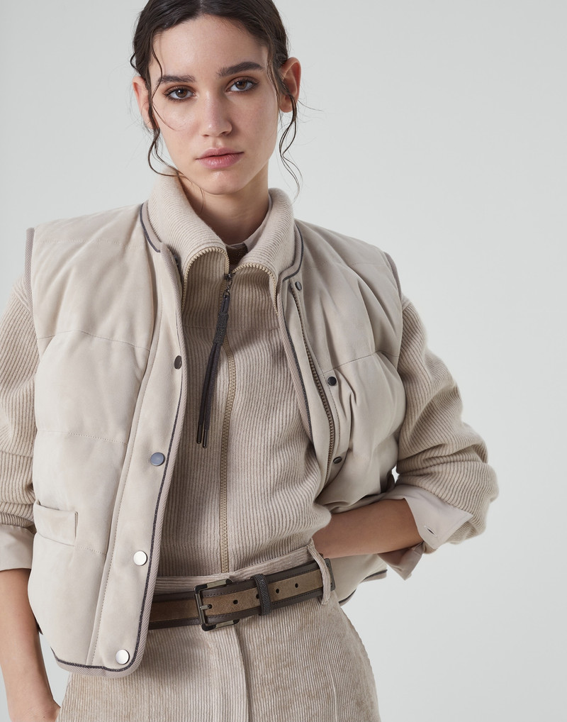 Brunello Cucinelli Suede and calfskin belt with shiny loop outlook