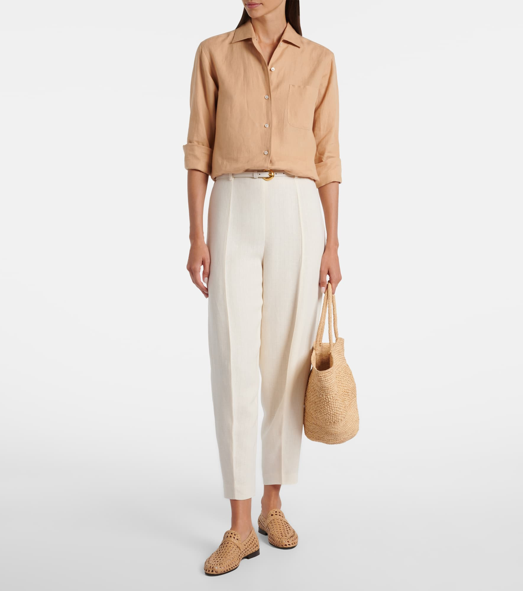 Bob linen crêpe tapered pants - 2