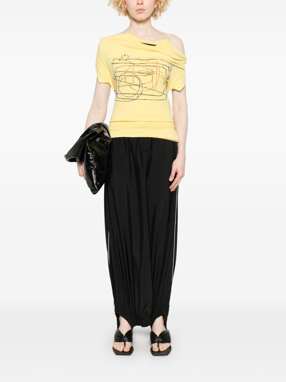 printed elasticated-straps T-shirt - 2