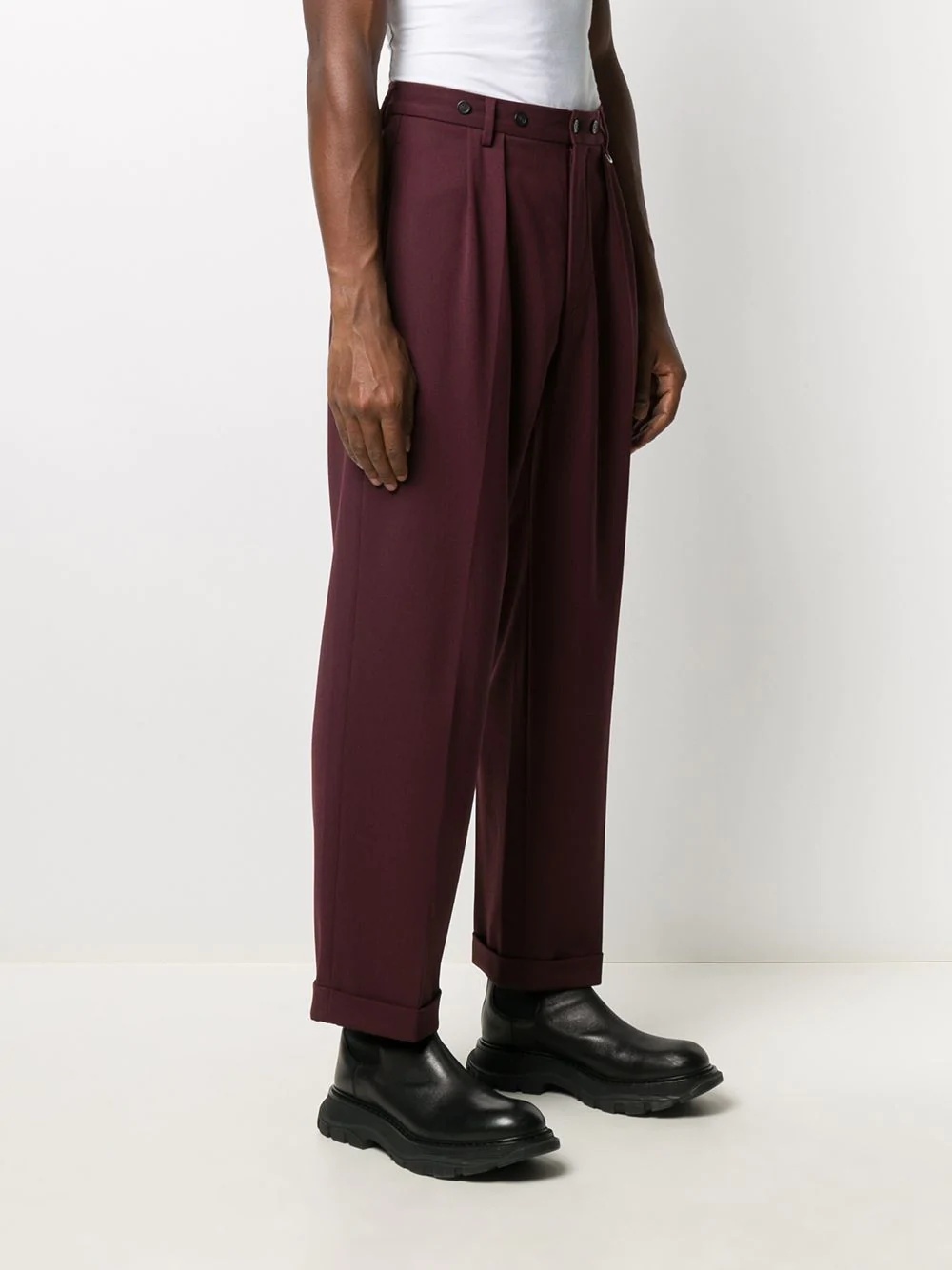 high-waisted pleat-detail trousers - 3