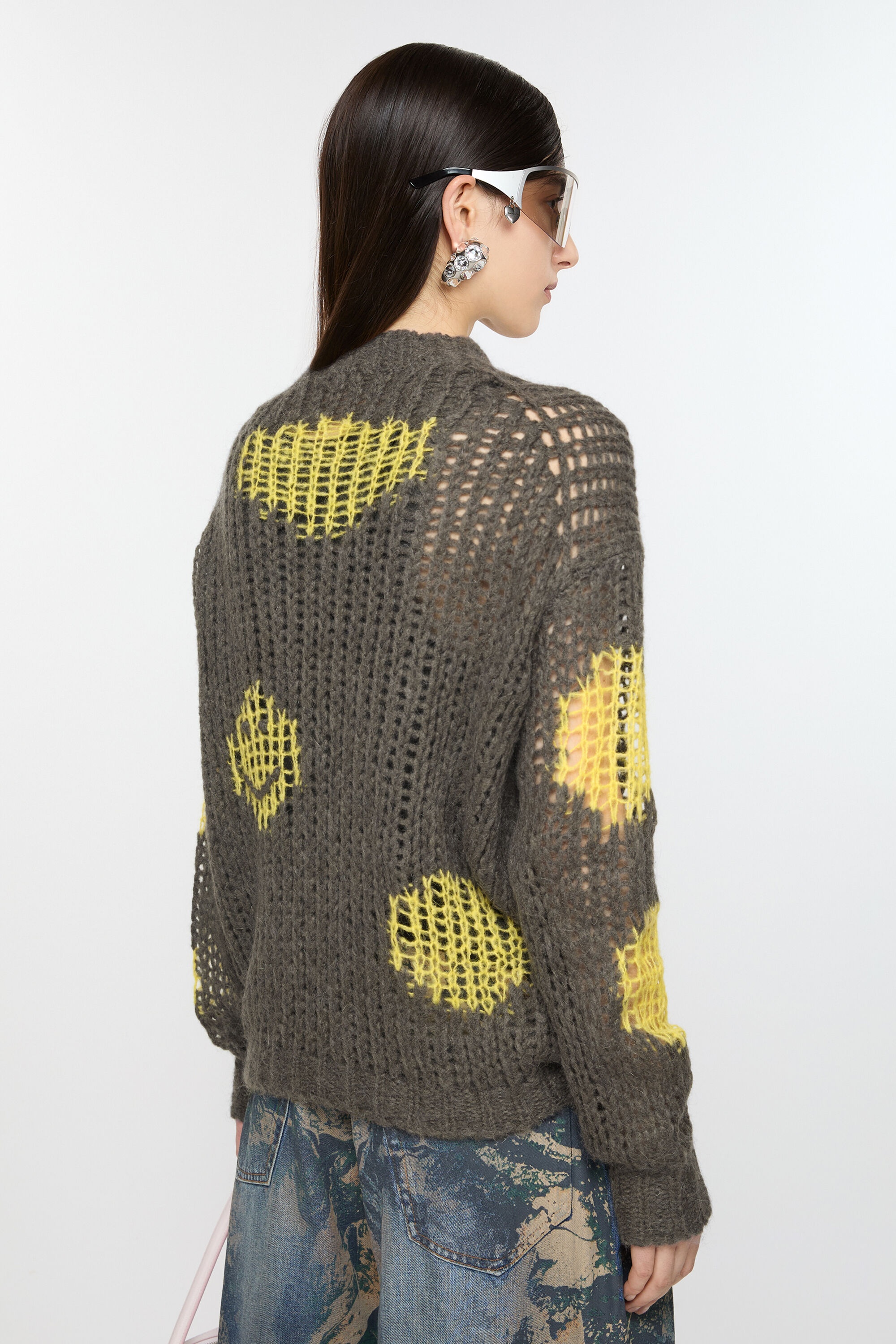 Embroidered mohair jumper - Grey/yellow - 3