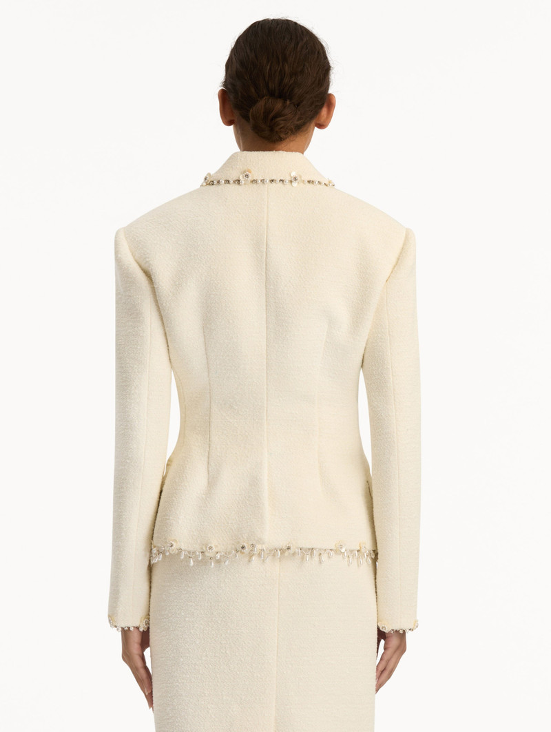 FLORAL JEWELED FRINGE TWEED JACKET 4