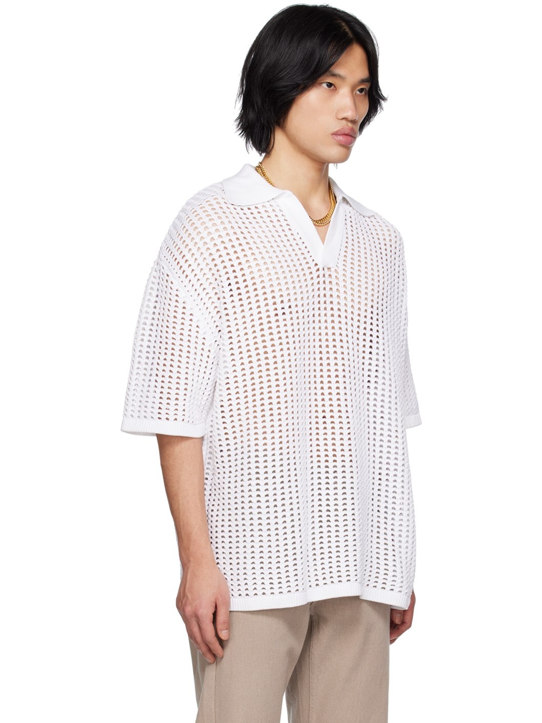 White Dropped Shoulder Polo - 2