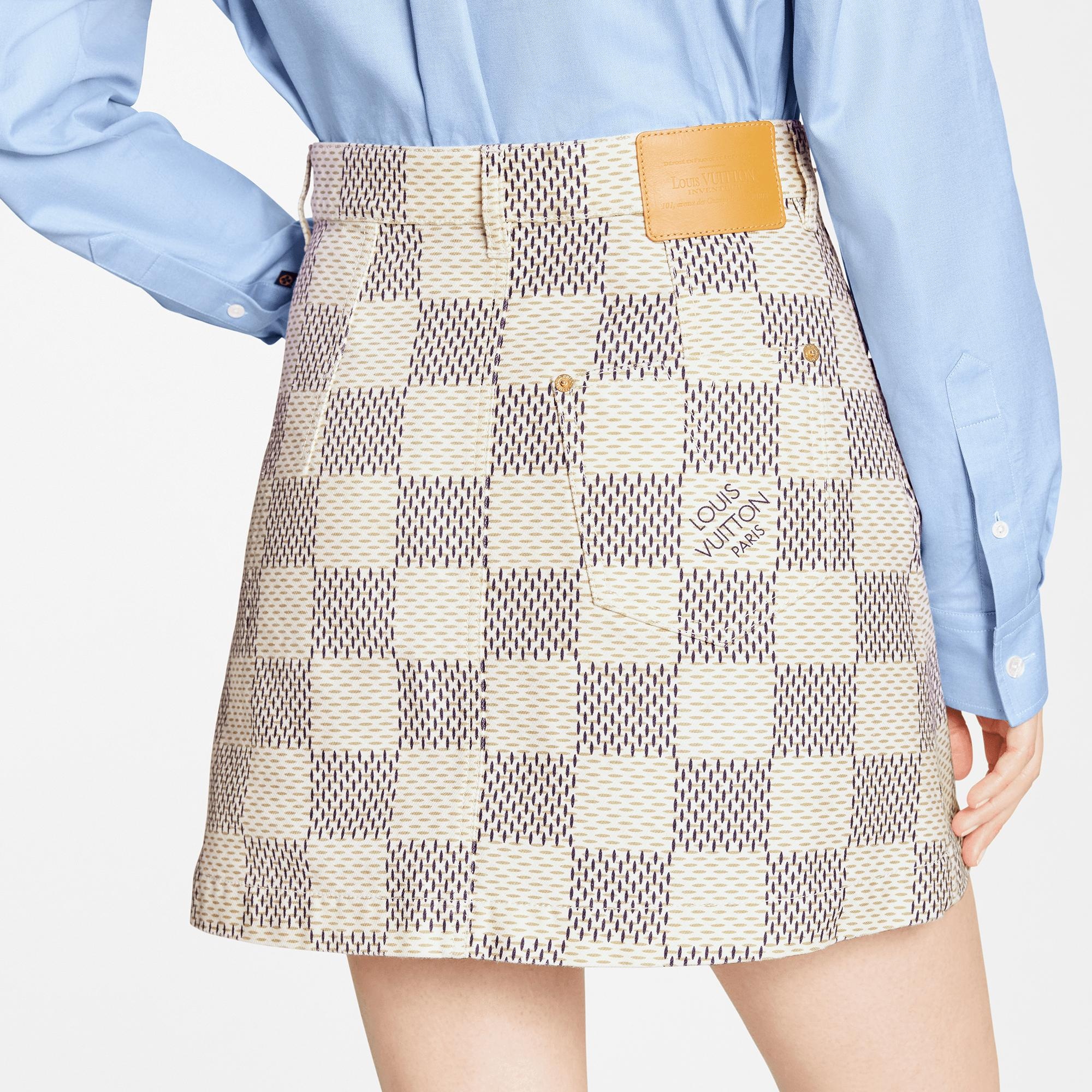 Damier Azur Denim A-line Mini Skirt - 5
