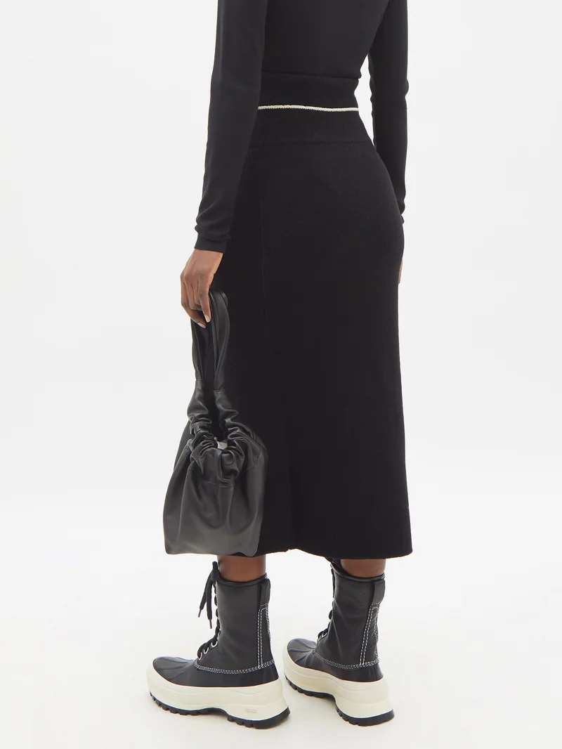 Front slit knit midi skirt - 5
