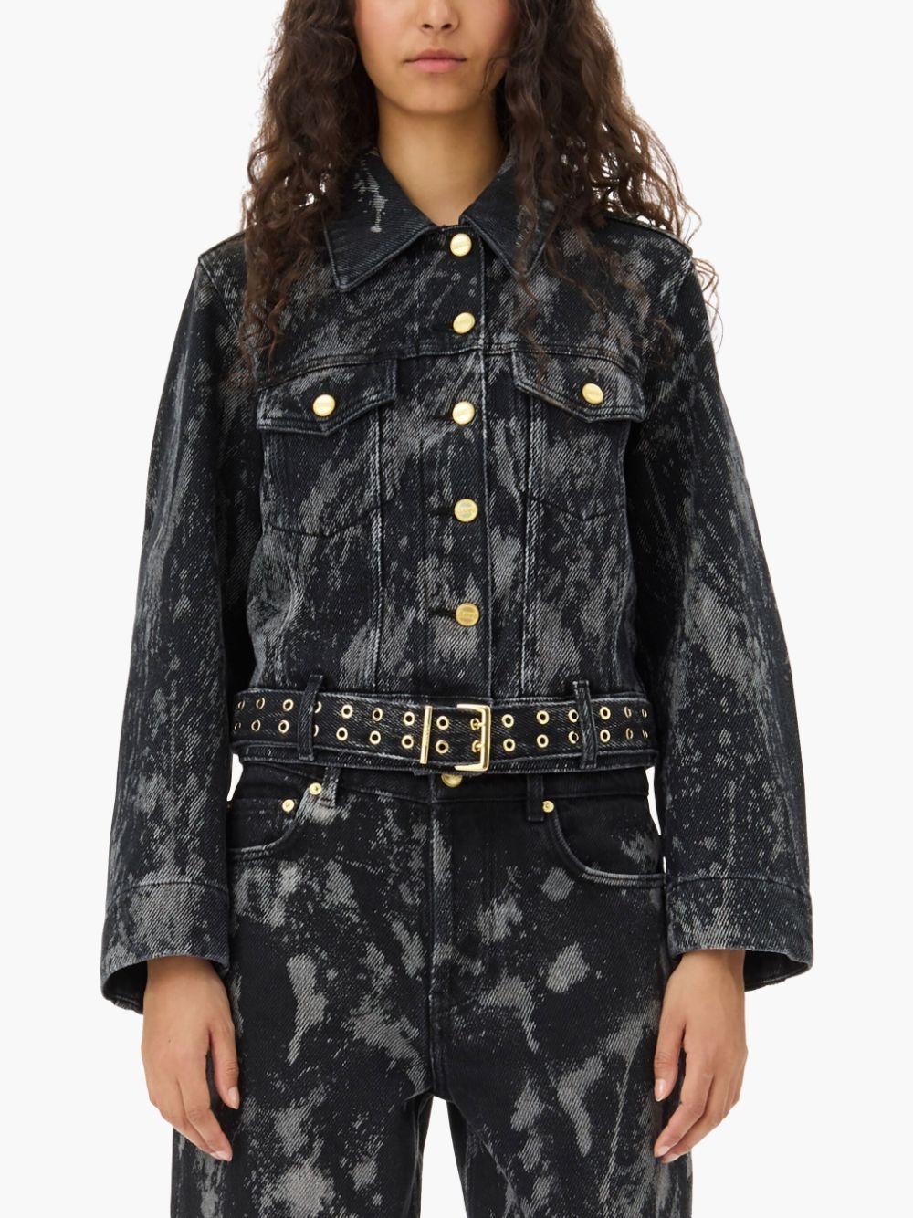 belted denim jacket - 5