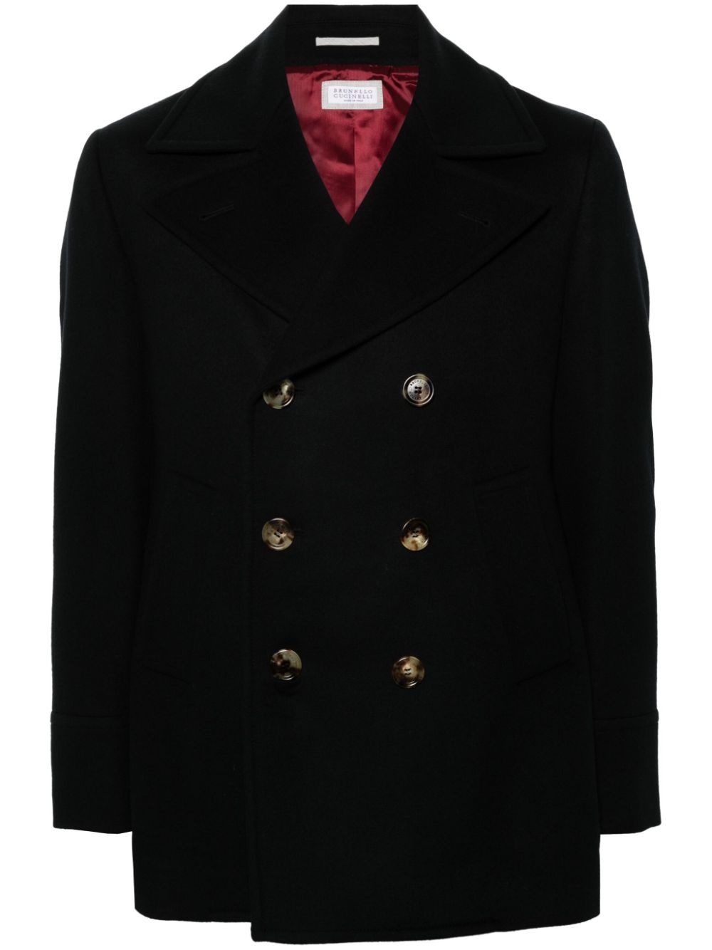 notched-lapels felted peacoat - 1