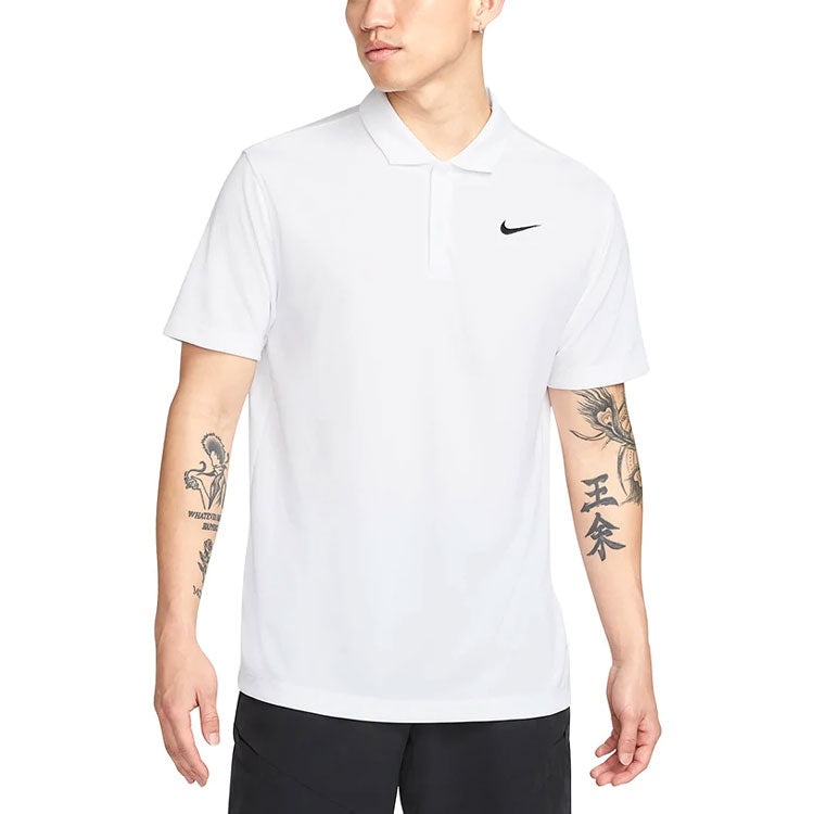 Men's Nike Small Logo Solid Color Short Sleeve White Polo Shirt DH0858-100 - 2