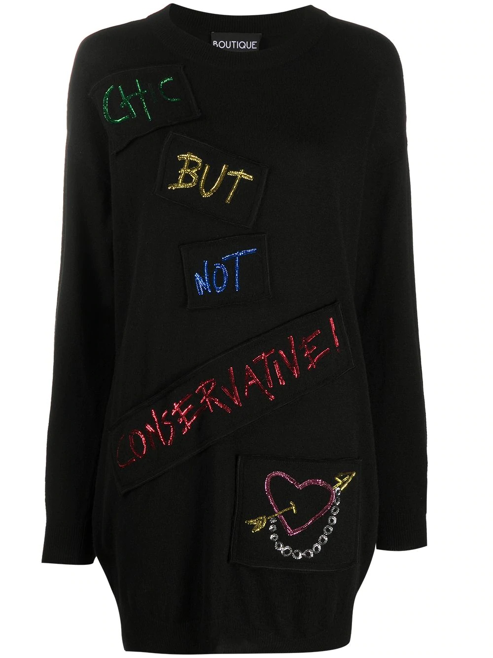 slogan-detail jumper dress - 1