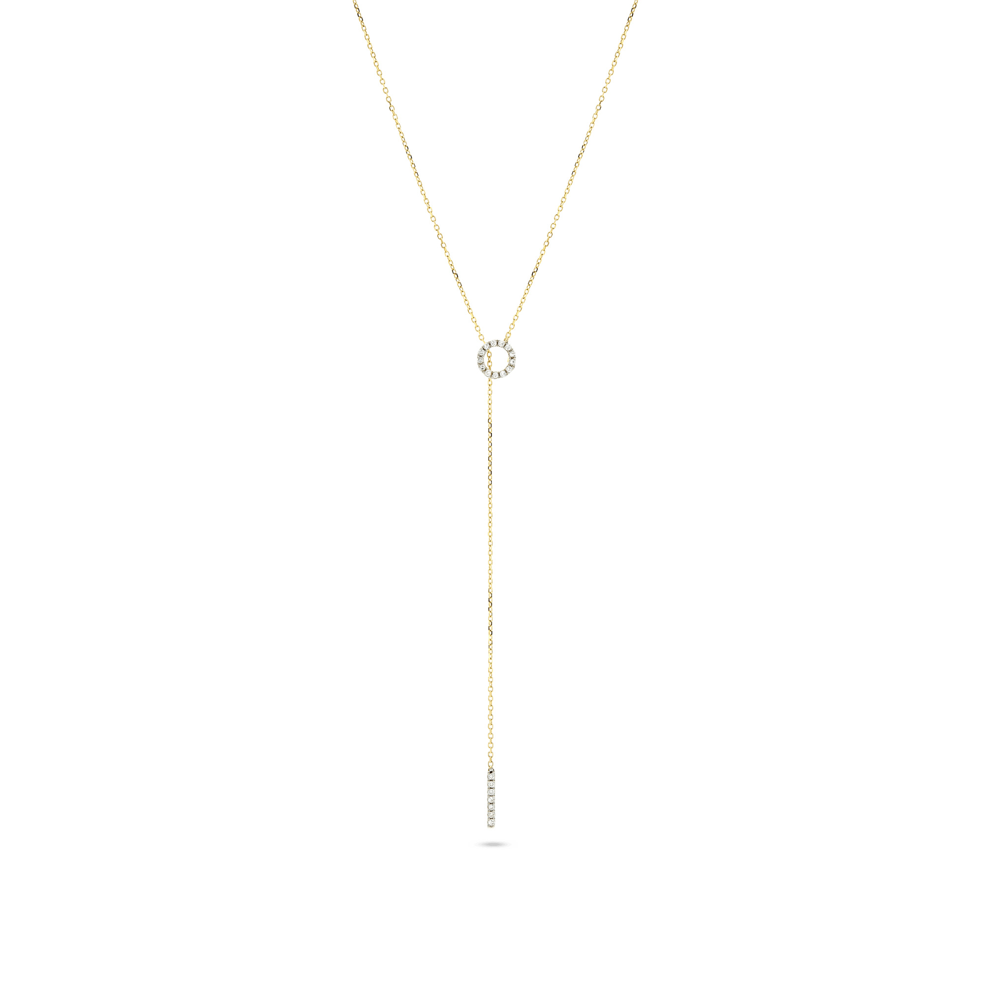 Pave Diamond Open Circle Lariat Necklace - 3