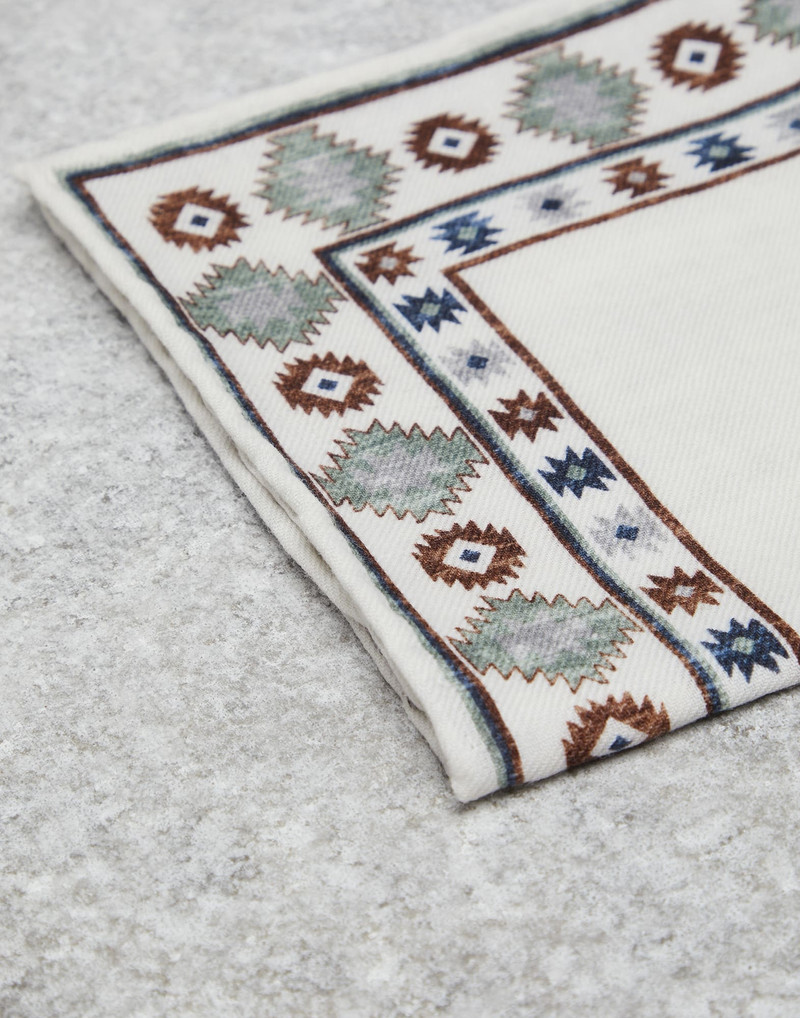 Brunello Cucinelli Wool flannel pocket square with border outlook