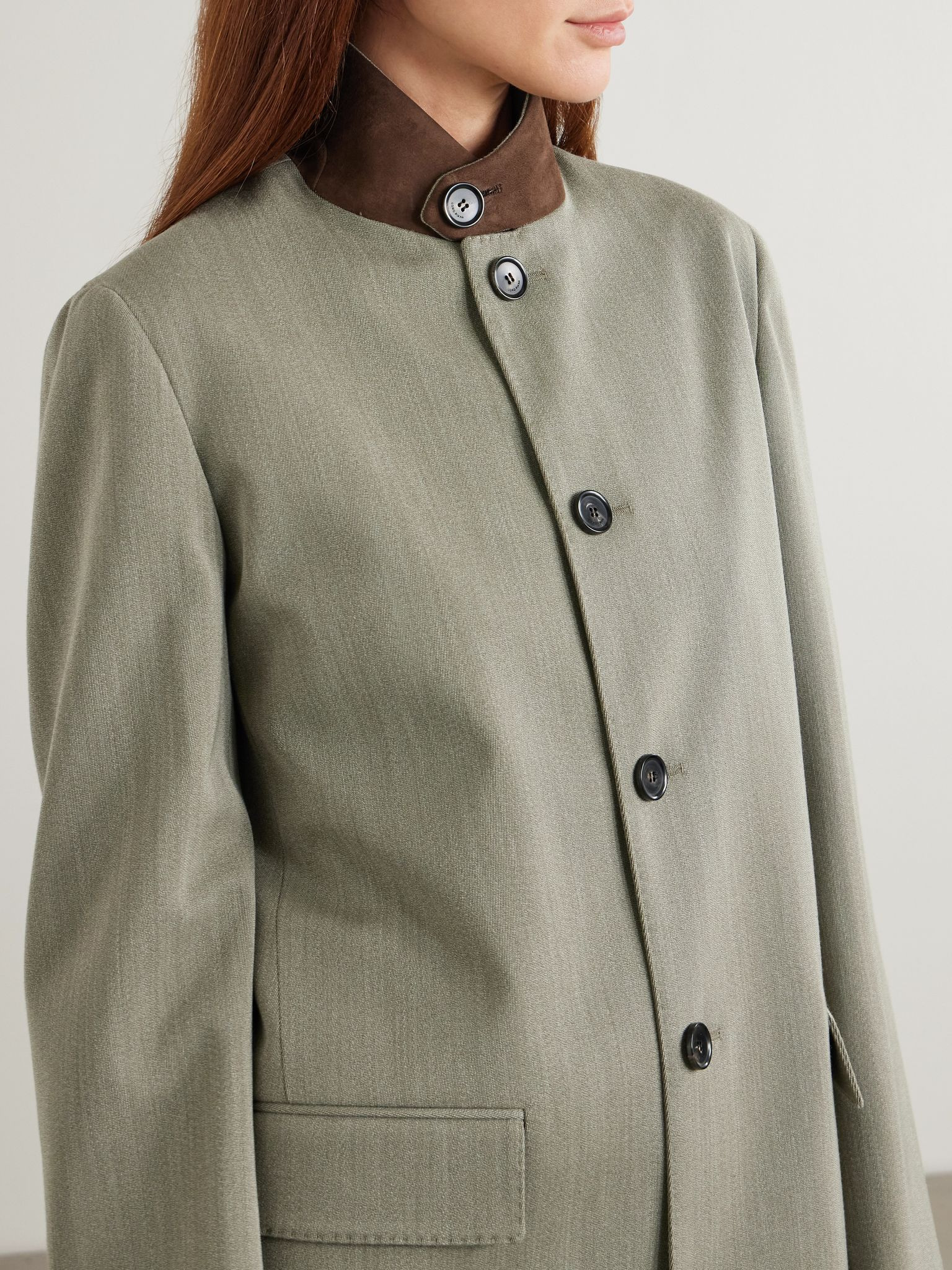 Blain suede-trimmed Storm System® wool coat Beige - 5