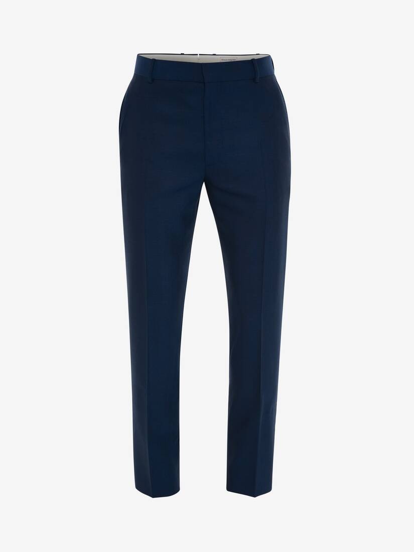 Men's Tailored Cigarette Trousers in Deep Blue - 1