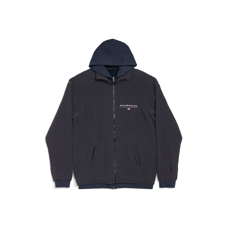 Men's Hybrid Zip-up Cardigan in Black 1