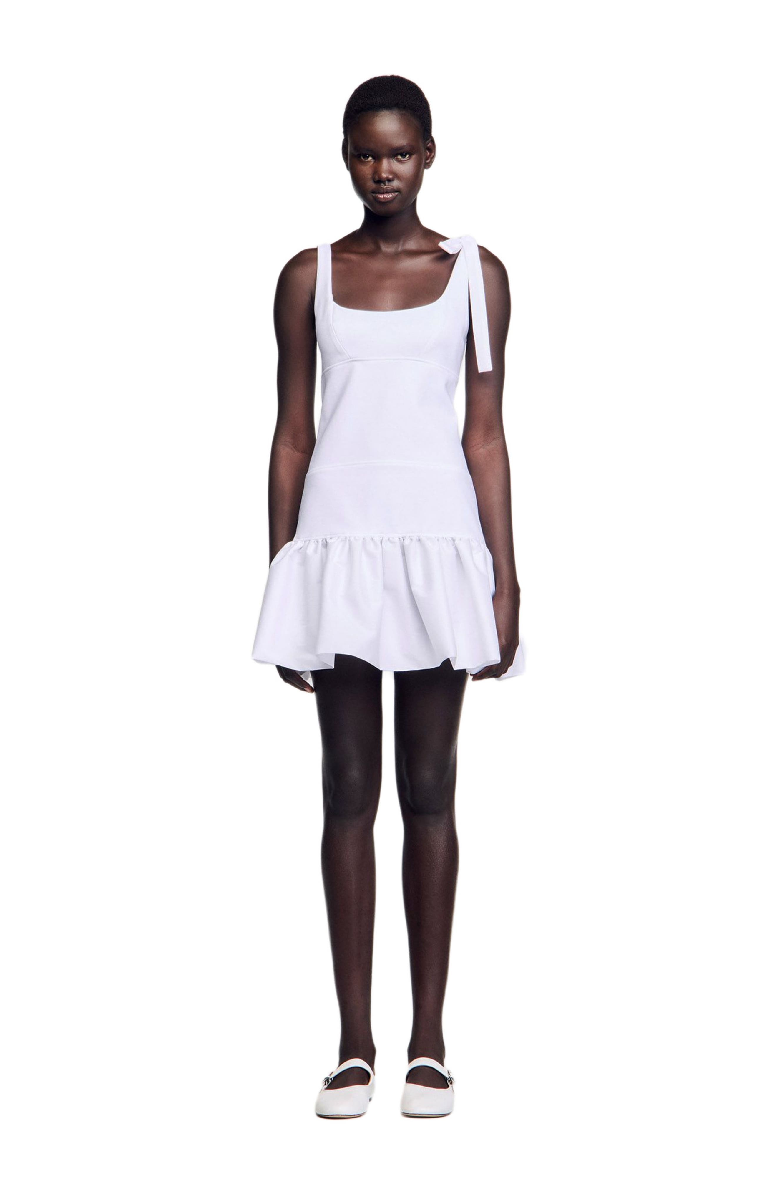 SANDRO Dual-material mini dress in White at Nordstrom - 3