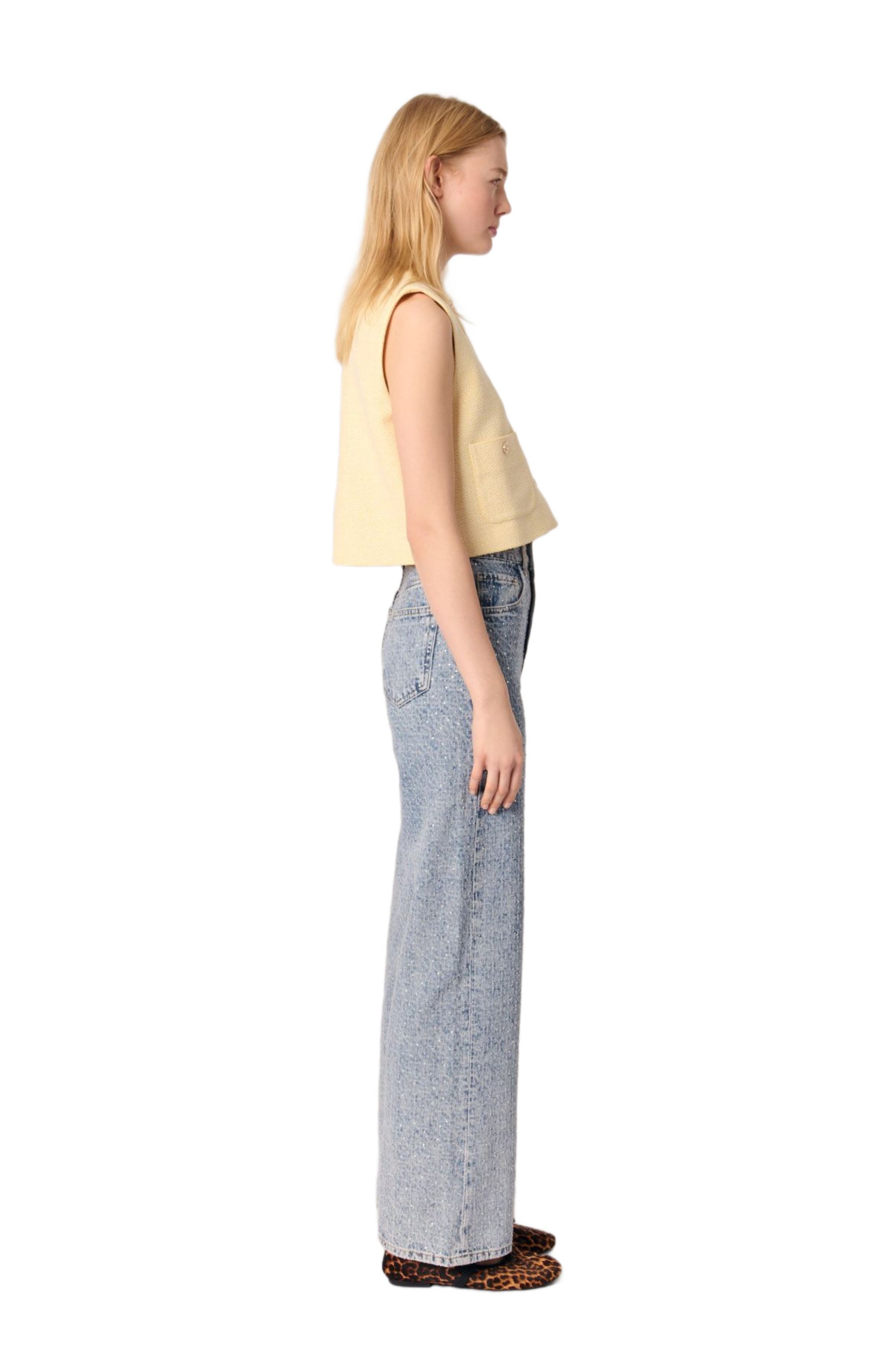 maje Rhinestone XL jeans in Blue at Nordstrom - 3