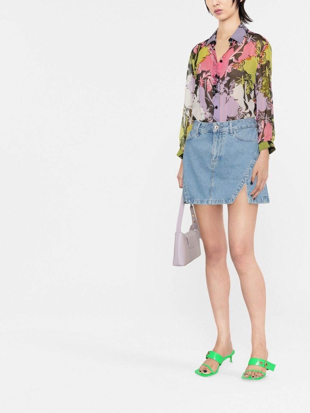 floral print sheer blouse - 2
