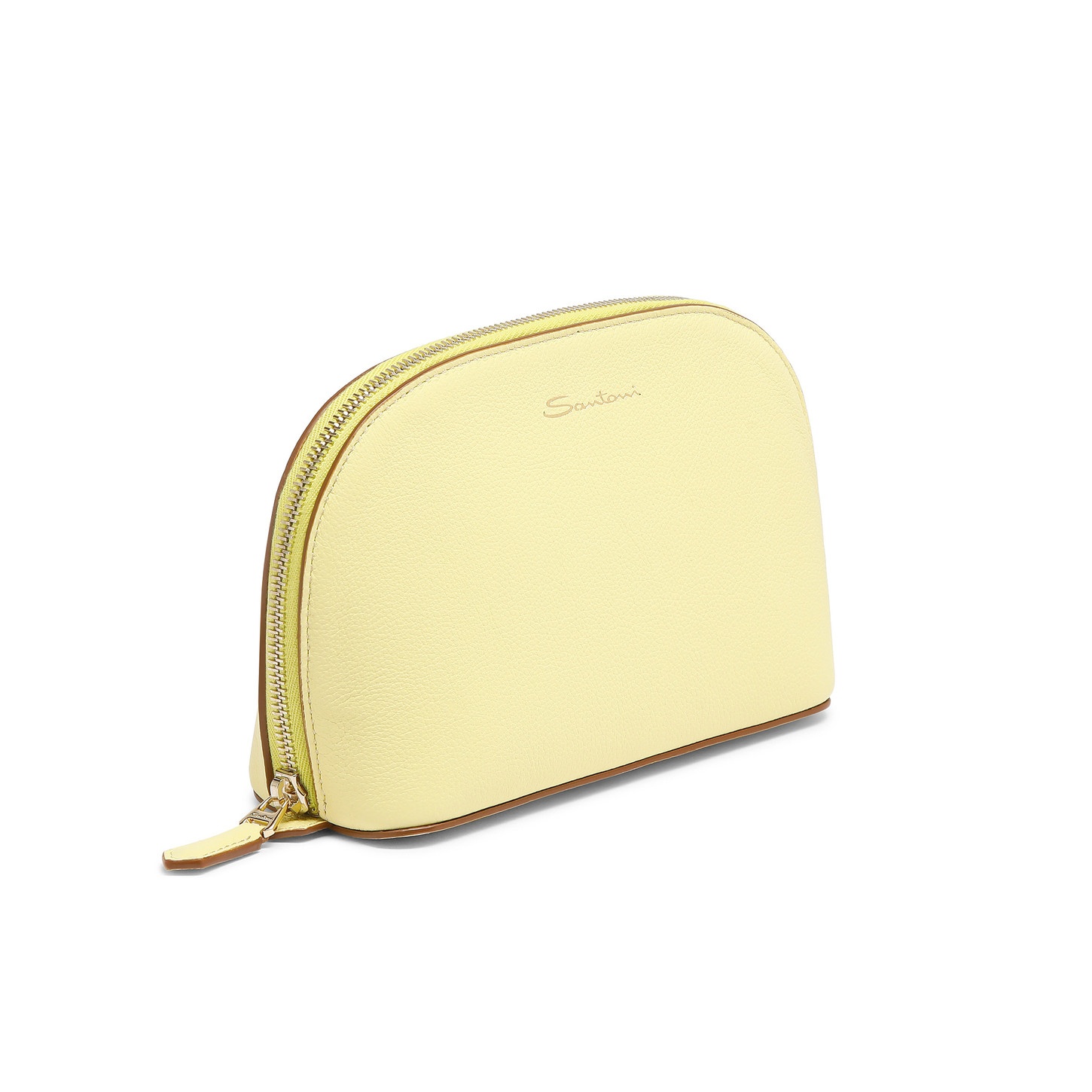 Yellow tumbled leather pouch - 3