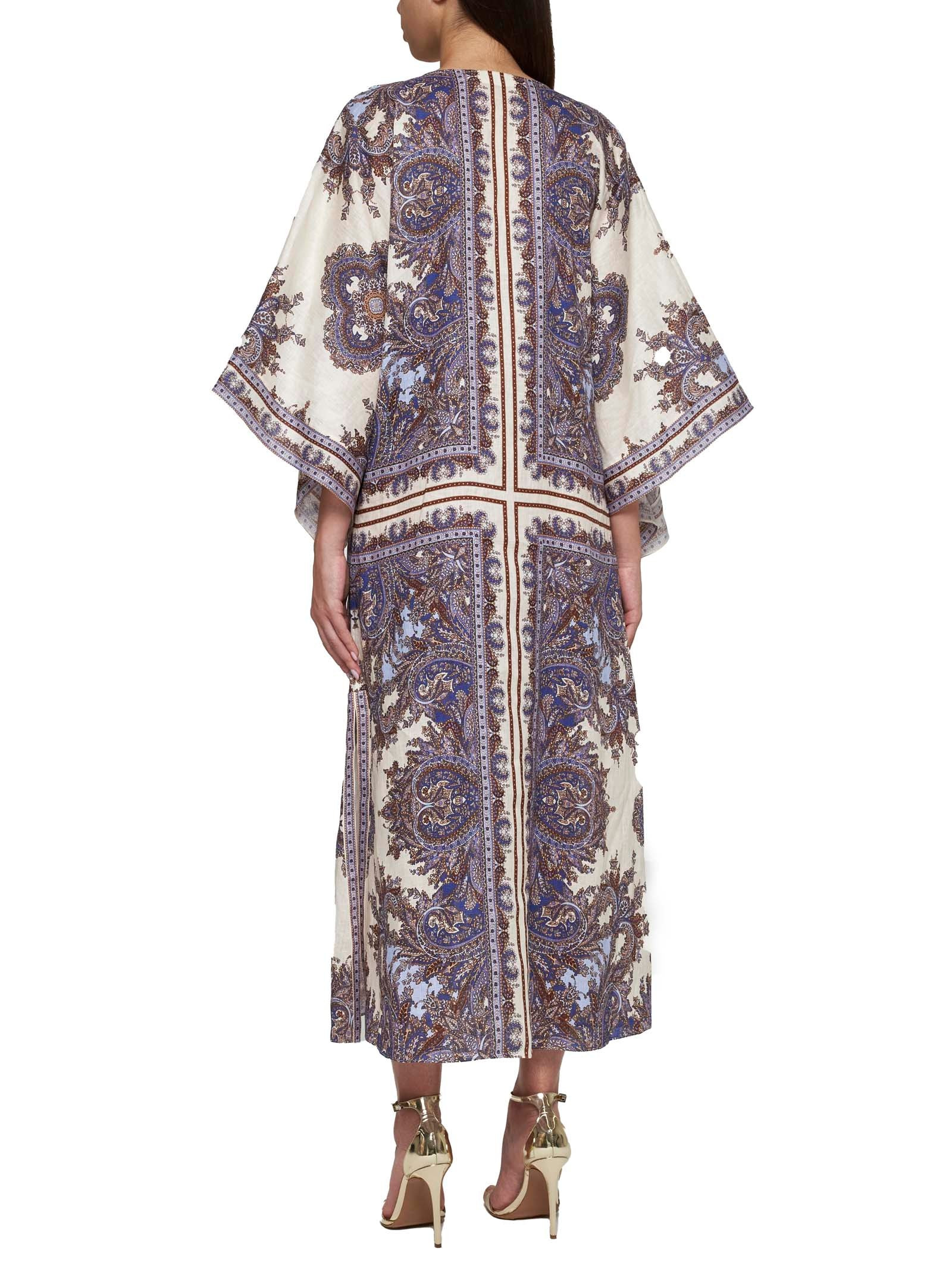 Ottie print linen kaftan midi dress - 3