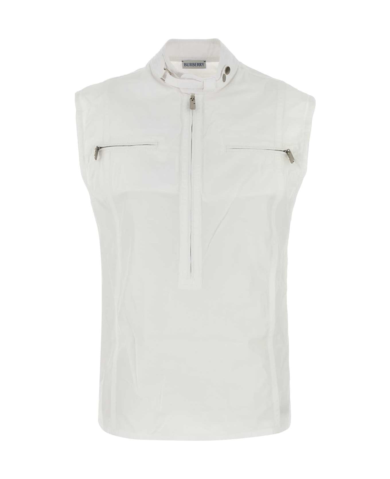 【送料&関税込】Burberry White Cotton Vest Burberry White Cotton Vest | italist | REVERSIBLE