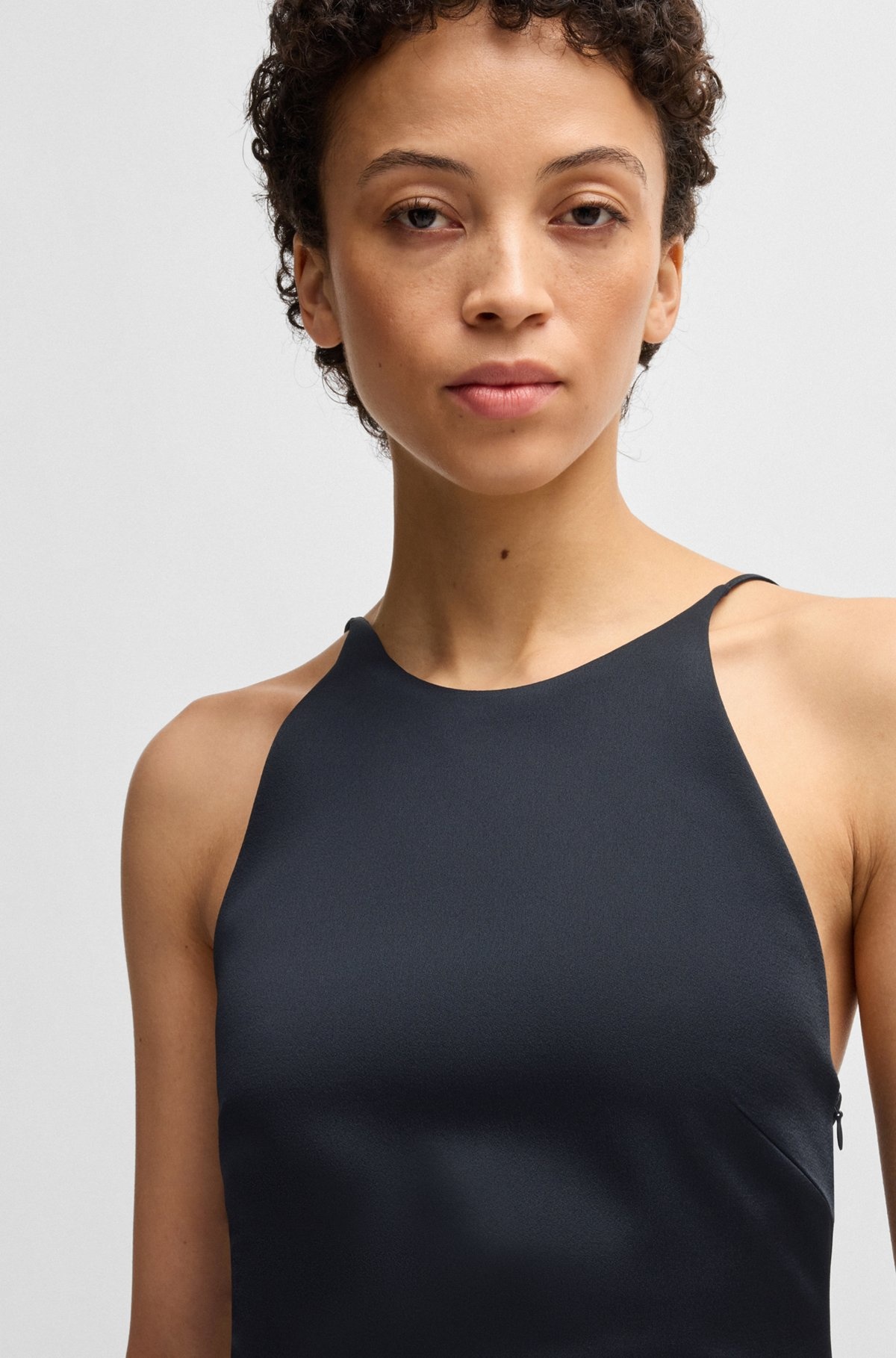 TWILL DRESS WITH HIGH NECKLINE - 5