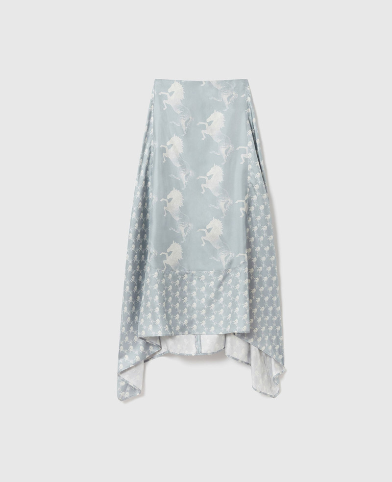 Horse Print Silk Midi Skirt 1
