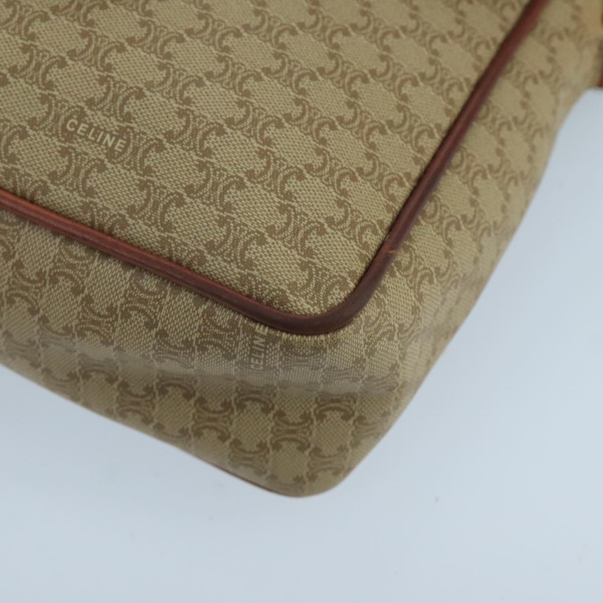 CELINE Macadam Canvas Shoulder Bag Beige Gold - 15