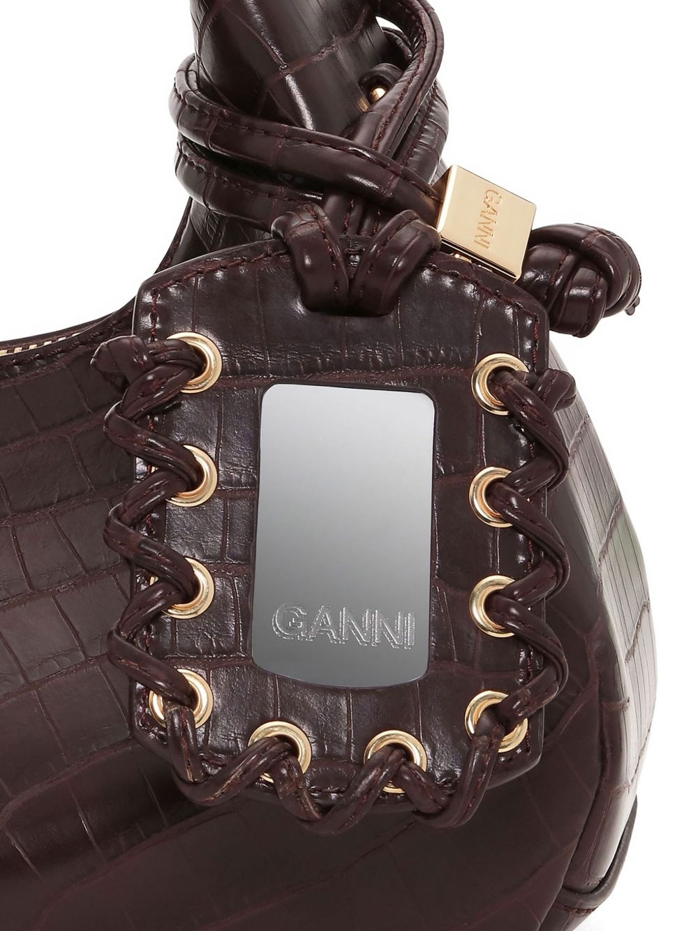 mini croc-embossed leather tote bag - 6