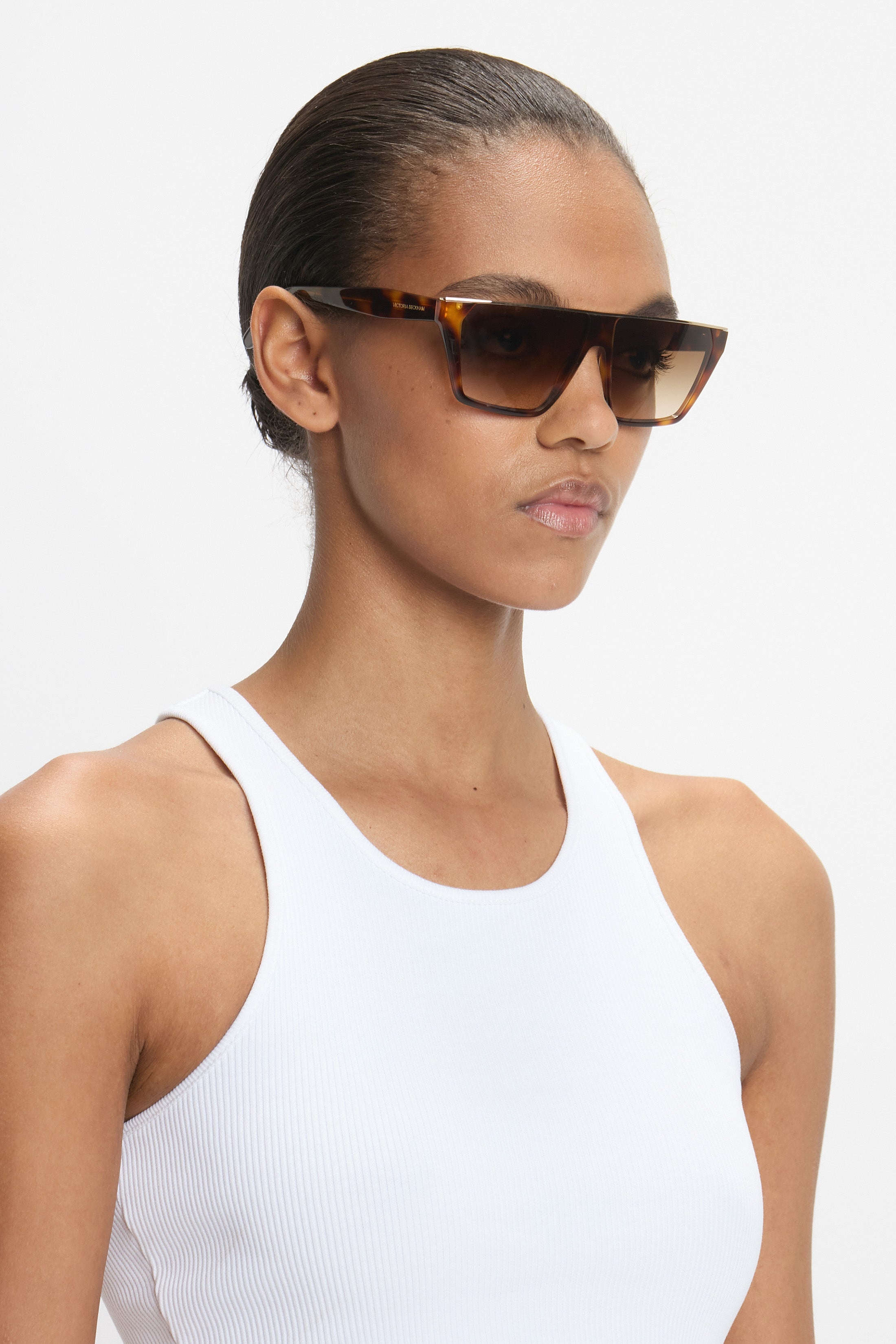 Flat Top Visor Sunglasses In Tortoise - 7