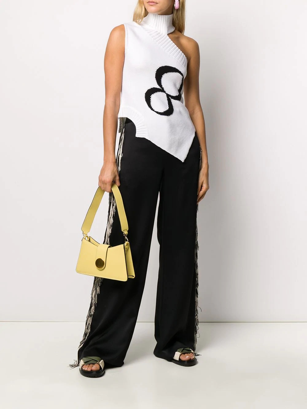 fringed satin wide-leg tuxedo trousers - 2