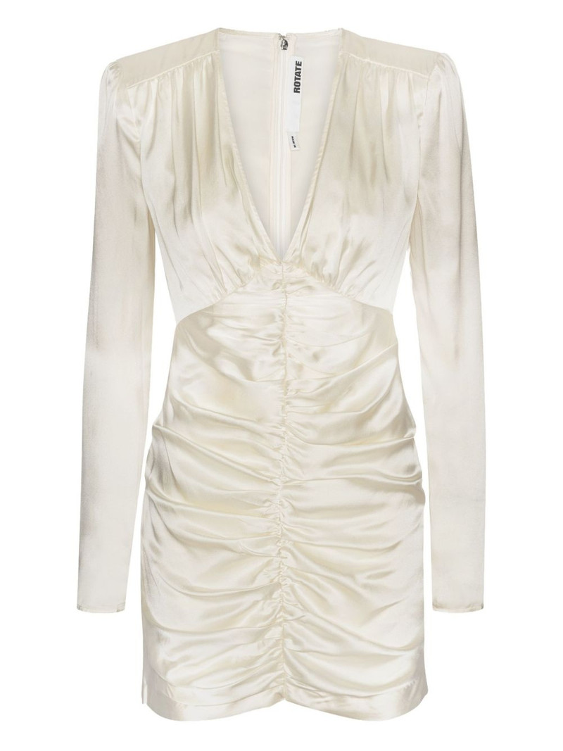 gathered satin mini dress 1
