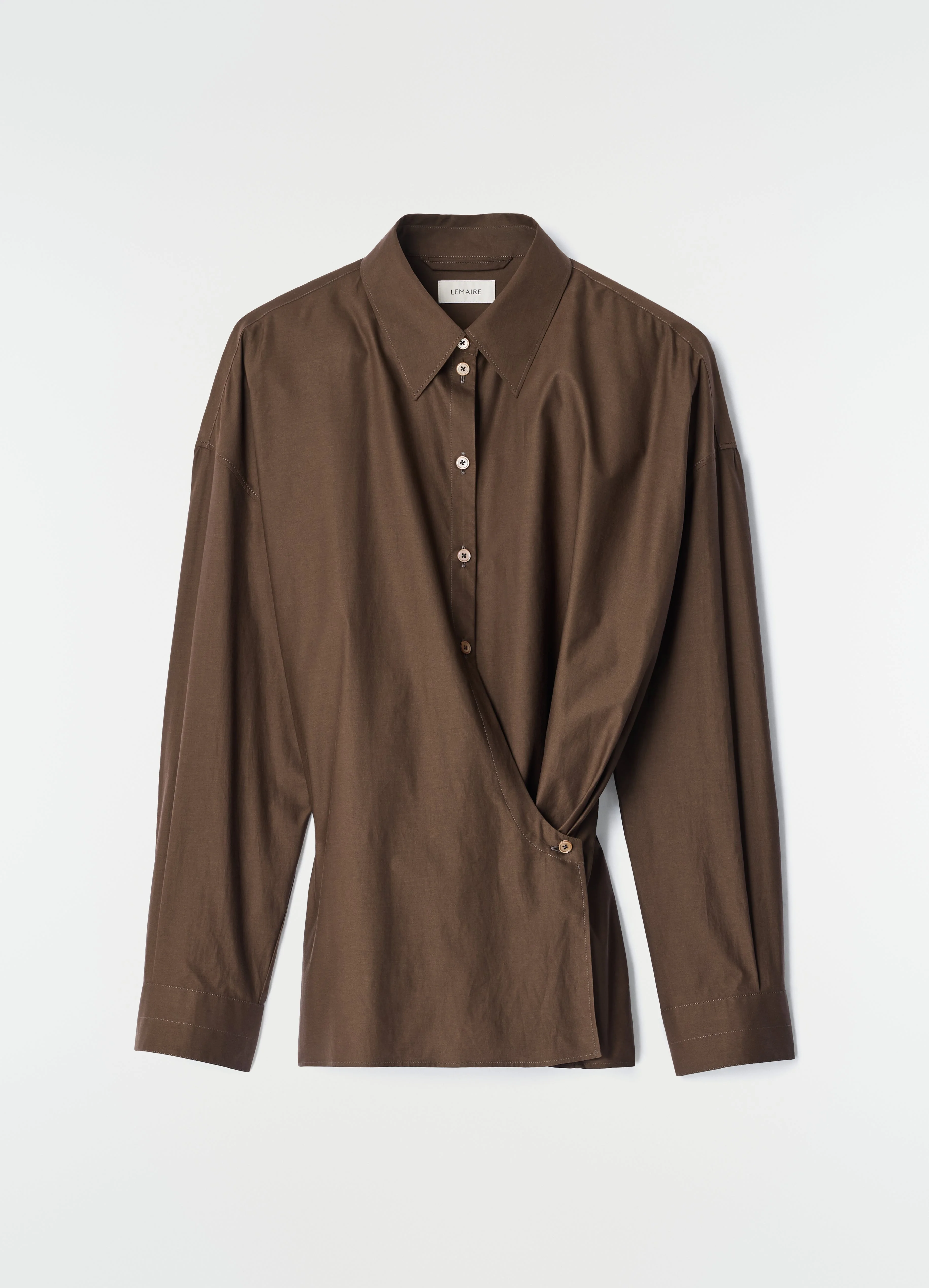 STRAIGHT COLLAR TWISTED SHIRT - 1
