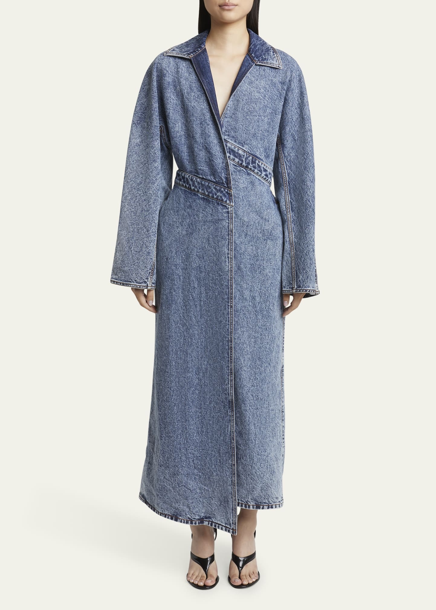 Wrap Denim Trench Coat - 2