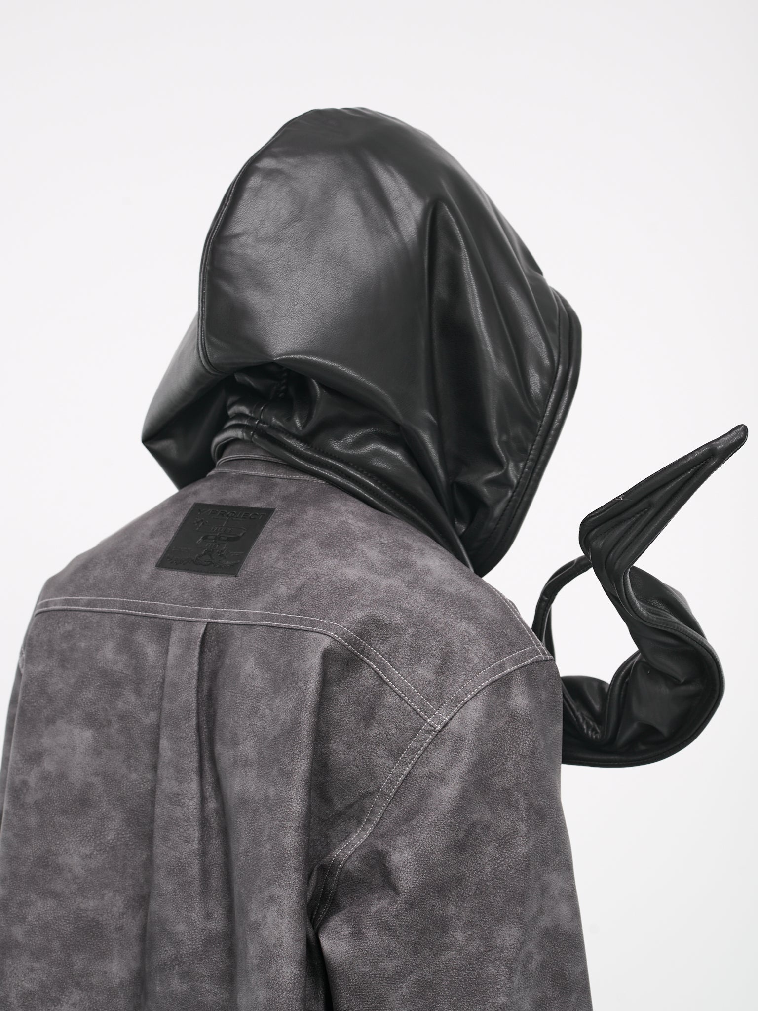 【bata】 Y/PROJECT WIRE LEATHER HOOD Y/project Wire Faux Leather Hood - Black | Garmentory
